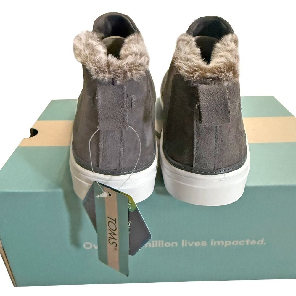 Toms Women's Suede and Faux Fur Ankle Boots Size 9 Bryce Pavement Gray - Picture 4 of 7